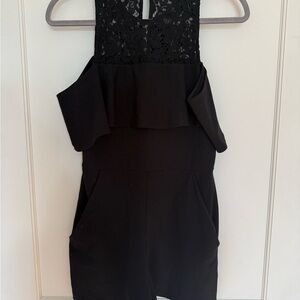 Express Black Lace Yoke Off-Shoulder Romper